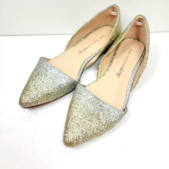 Soft Surroundings Alicia Glitter D'orsay Flats Size 7.5 - Picture 1 of 7